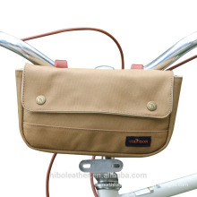 Tourbon Vintage Bicycle Front Pouch Bike Panniers Waxed Canvas & Leather Waterproof Storage bike handlebar bag